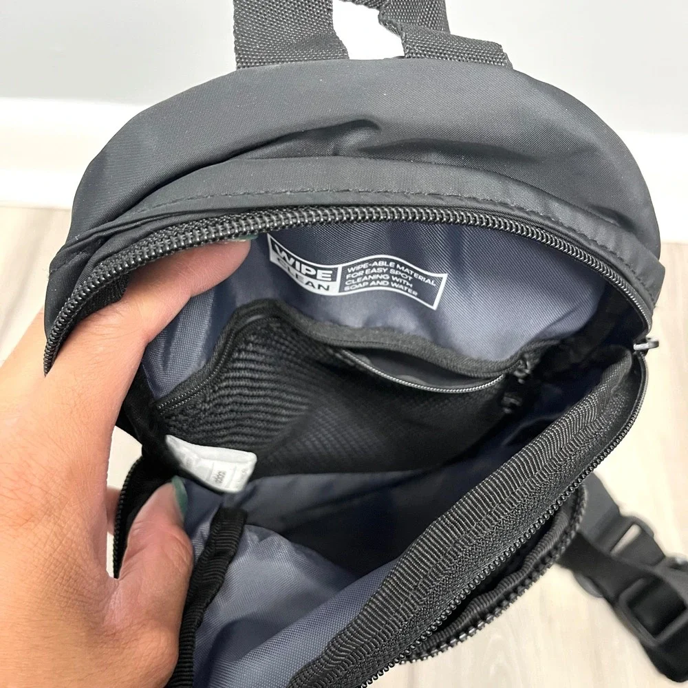 Adidas Black Recycled Polyester Crossbody Sling Backpack Bag in OS